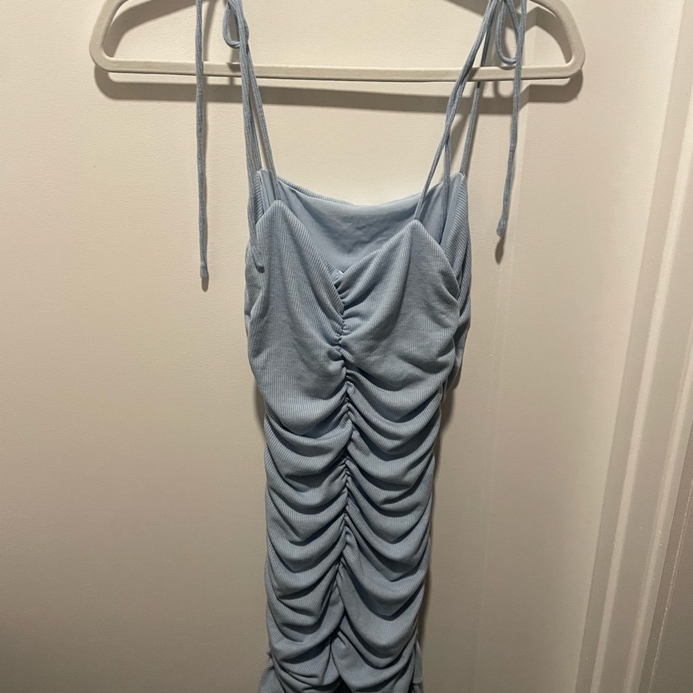 Hello Molly Blue Ruched Mini Dress - Picture 3 of 5